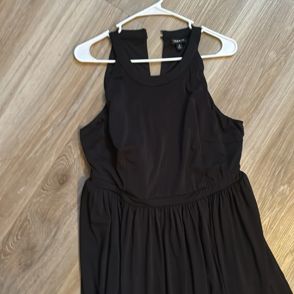 Torrid Elegant Black Maxi Studio Knit Halter Dress size 0 (size 12)with pockets. - Picture 4 of 8